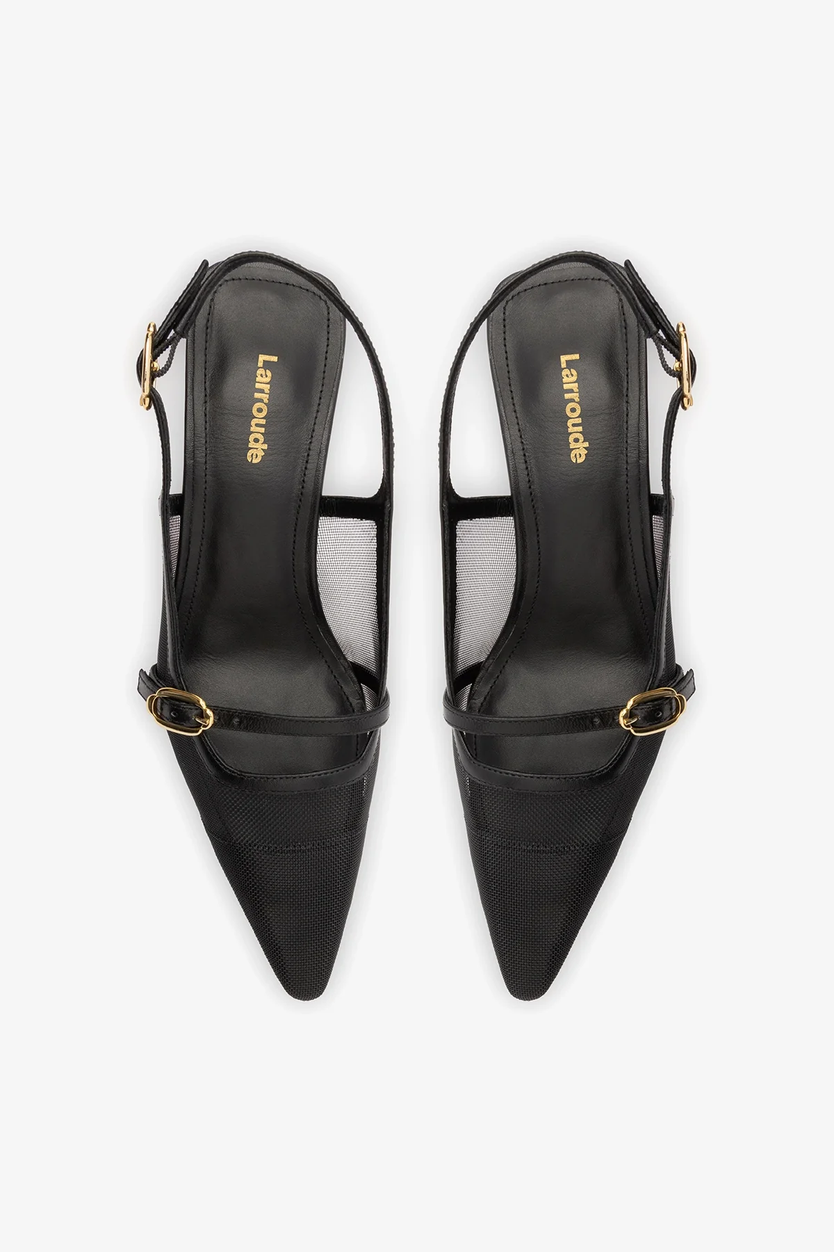 Ines Pump In Black Mesh and Leather - Image 5