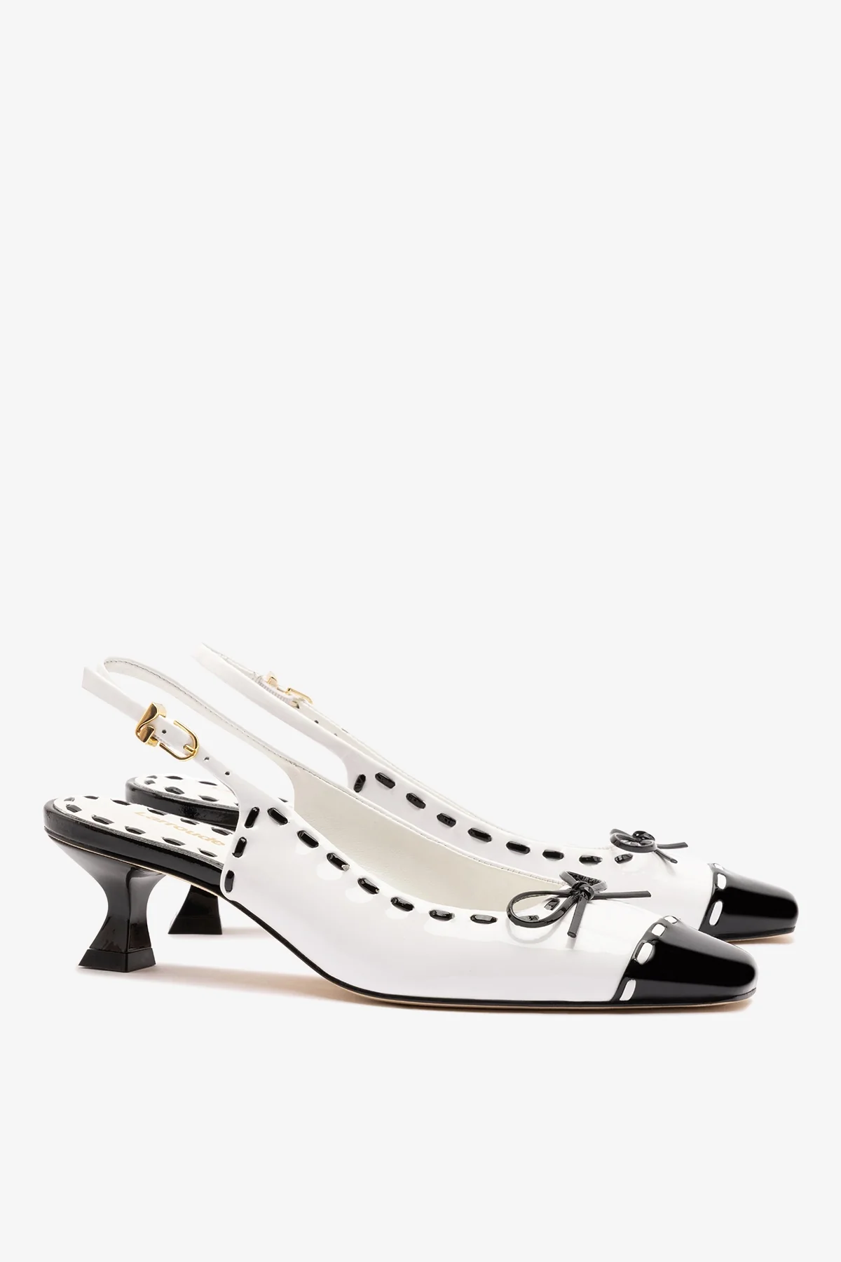 Jenny Pump In Black and White Patent Leather - Image 3