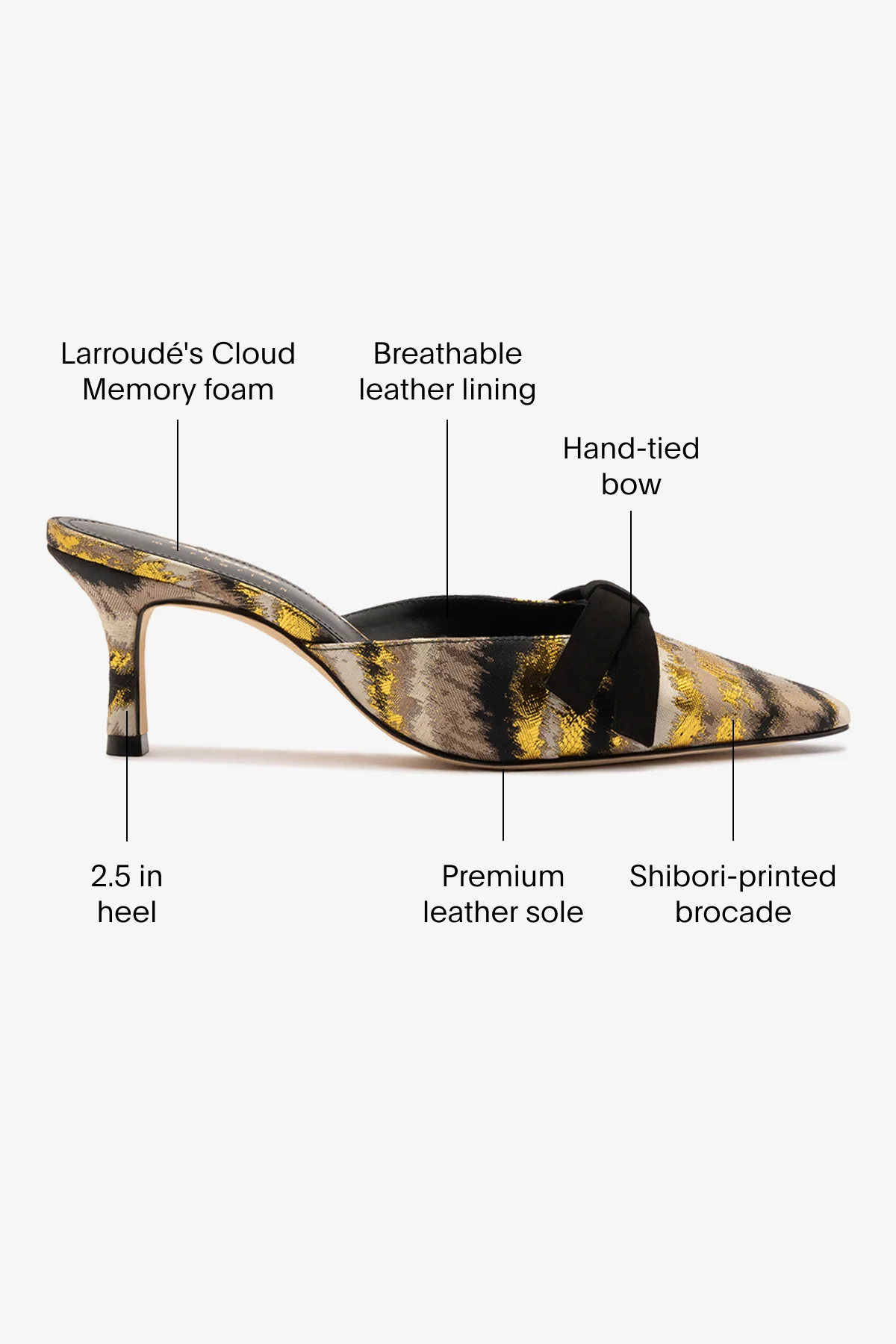 Larroudé x Markarian Mule In Floral Embroidery Gold Fabric - Image 5