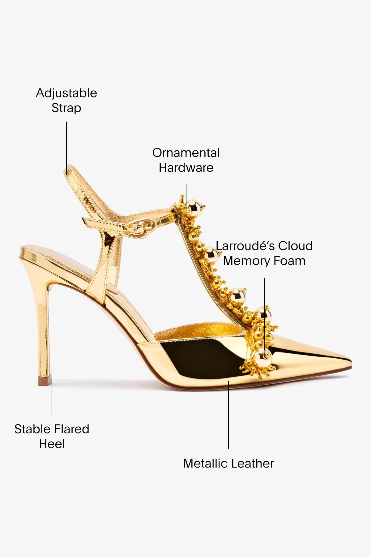Larroudé x Libertine Pump In Gold Specchio and Golden Balls - Image 5