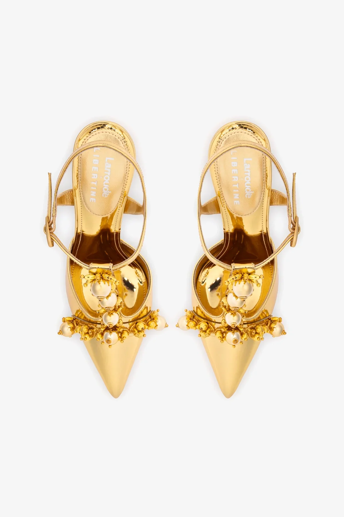 Larroudé x Libertine Pump In Gold Specchio and Golden Balls - Image 7