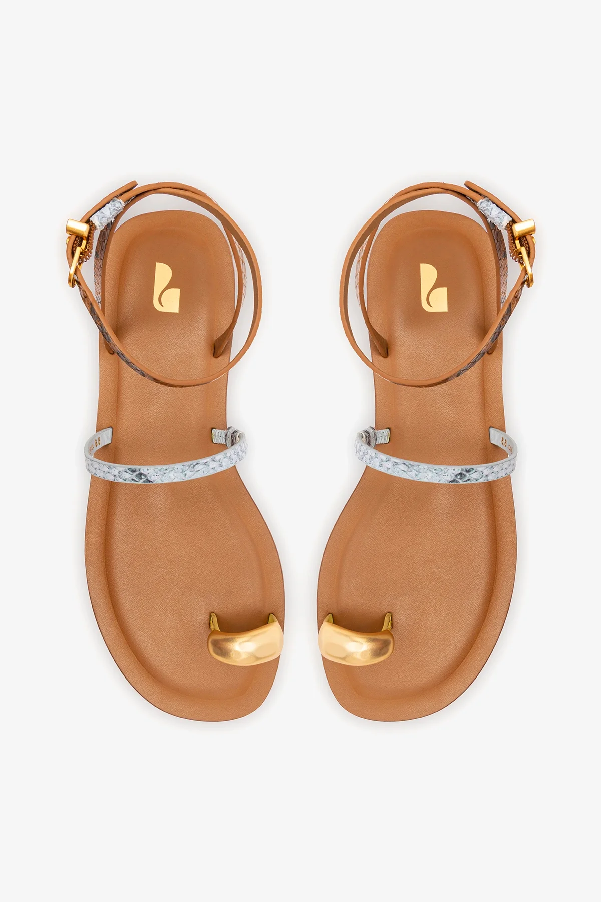 Biarritz Flat Sandal In Lemonade, Maya and Oud Python Embossed Leather - Image 6