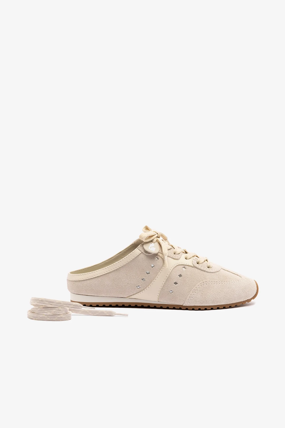 Stella Mule In Mushroom Grey Suede and Ivory Leather - Image 5