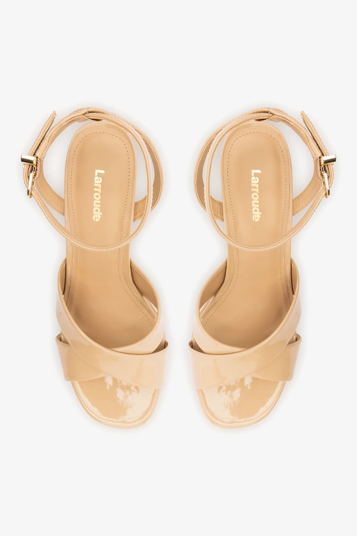 Dolly X Platform Sandal In Sand Patent Leather - Image 4