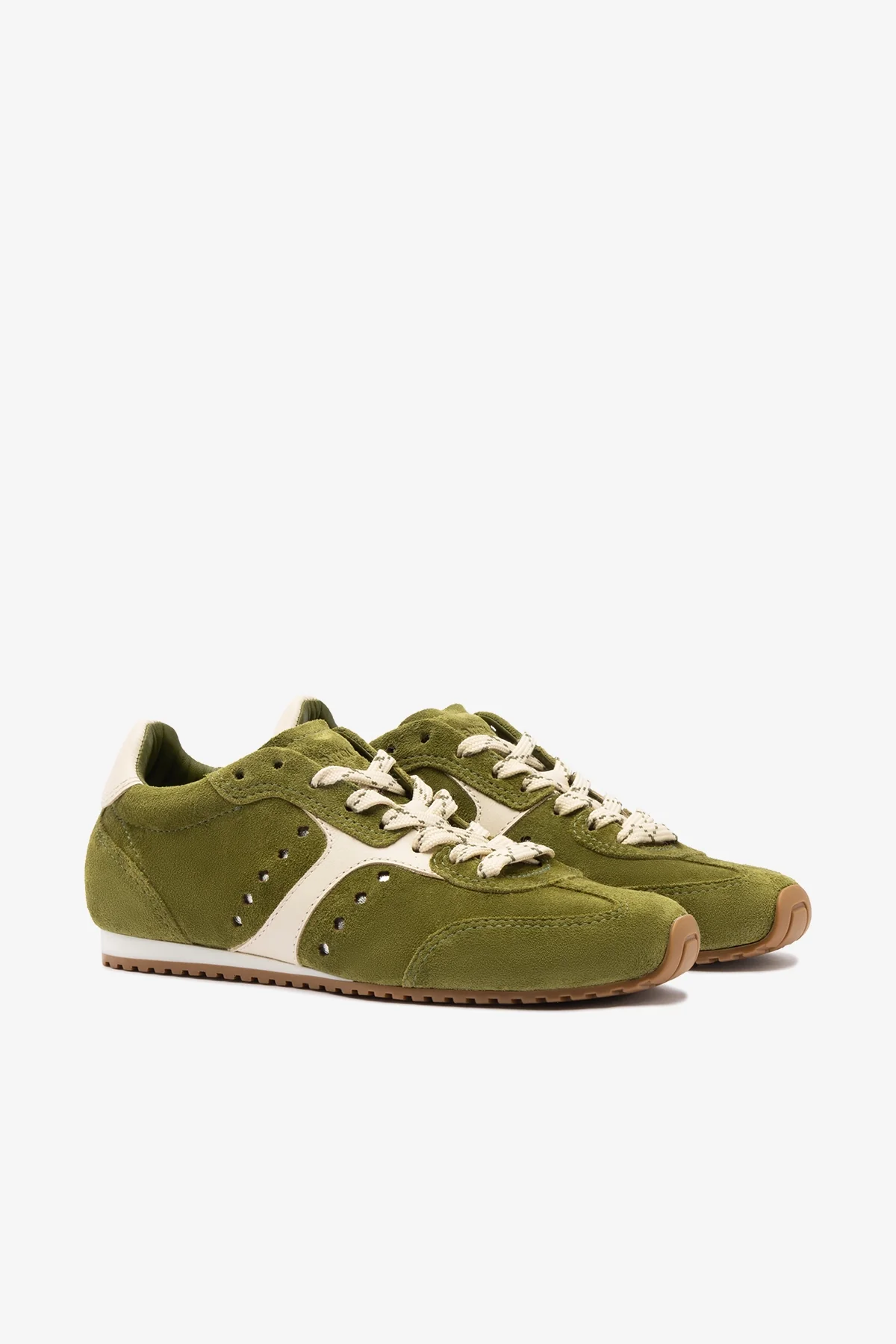 Stella Sneaker In Seaweed Suede and Ivory Leather - Image 3