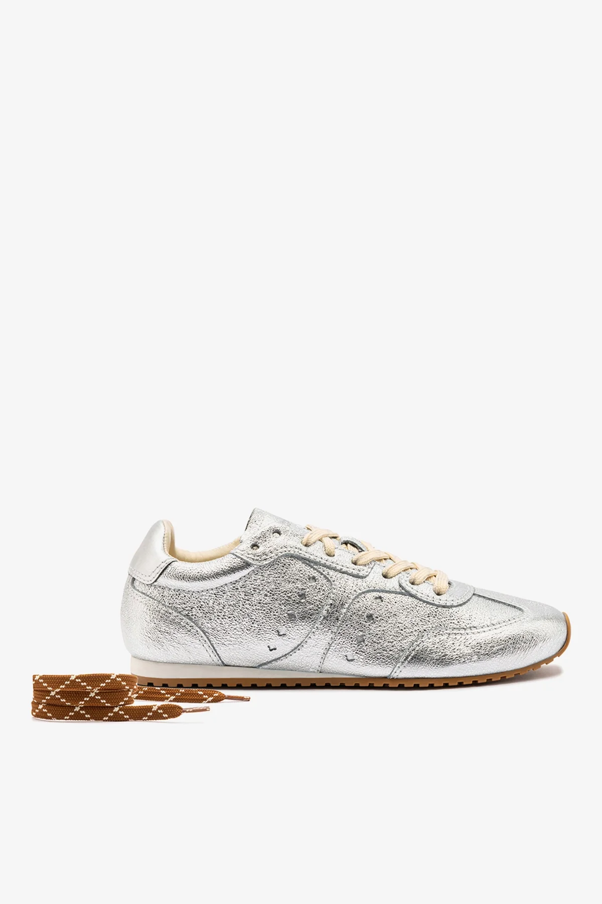 Stella Sneaker In Silver Metallic Leather - Image 4