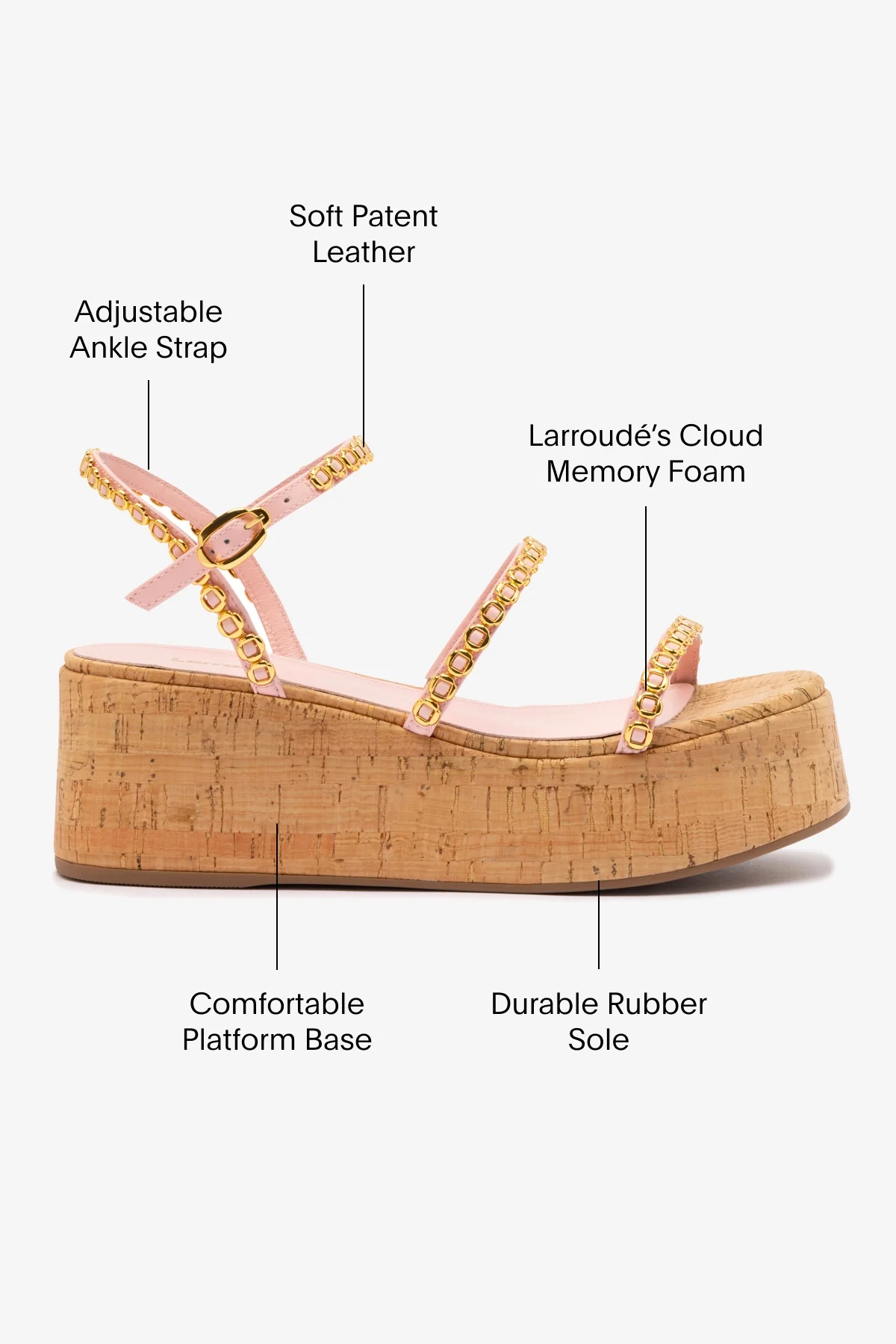 Gio Milanina Flatform In Tulip Patent Leather and Natural Cork - Image 5