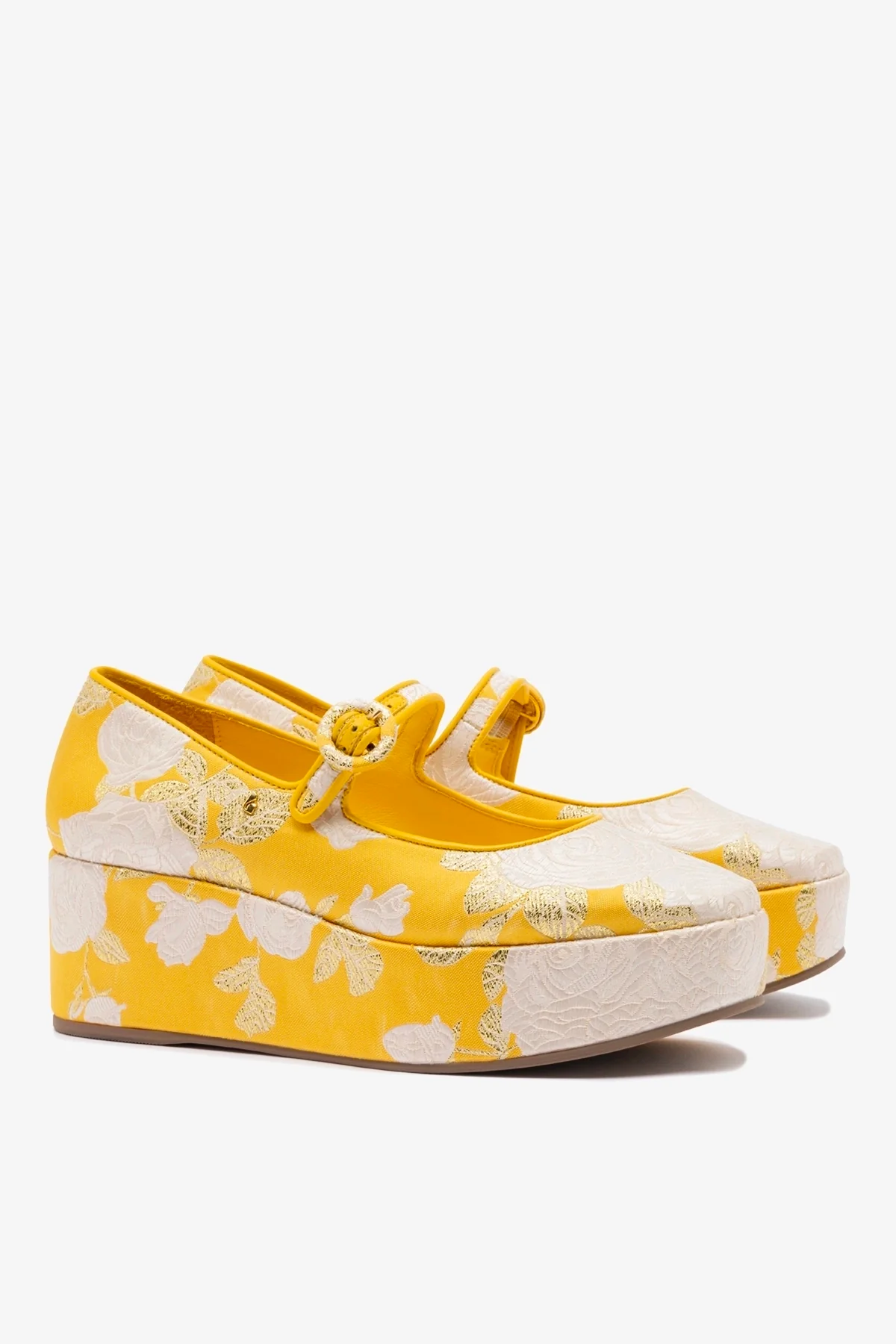 Larroudé x Markarian Blair Flatform In Yellow Floral Brocade - Image 3