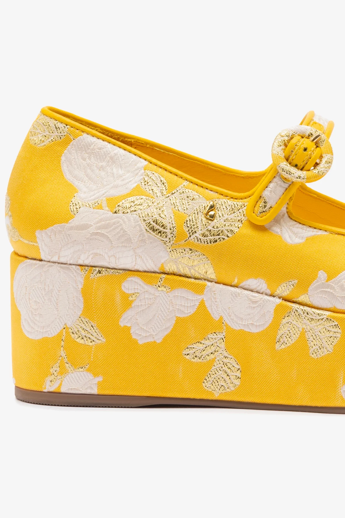 Larroudé x Markarian Blair Flatform In Yellow Floral Brocade - Image 4