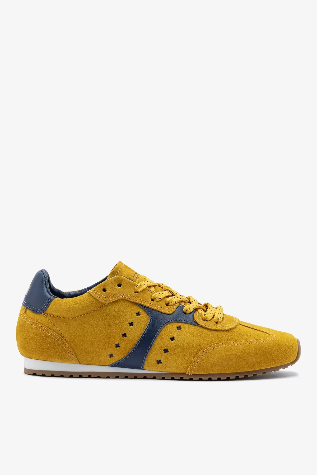 Stella Sneaker In Yellow Suede and Navy Leather